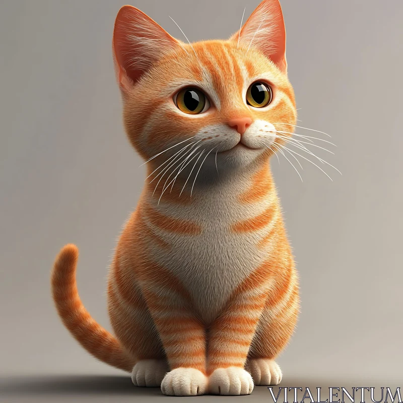 Charming Orange Tabby Kitten with Big Eyes AI Image