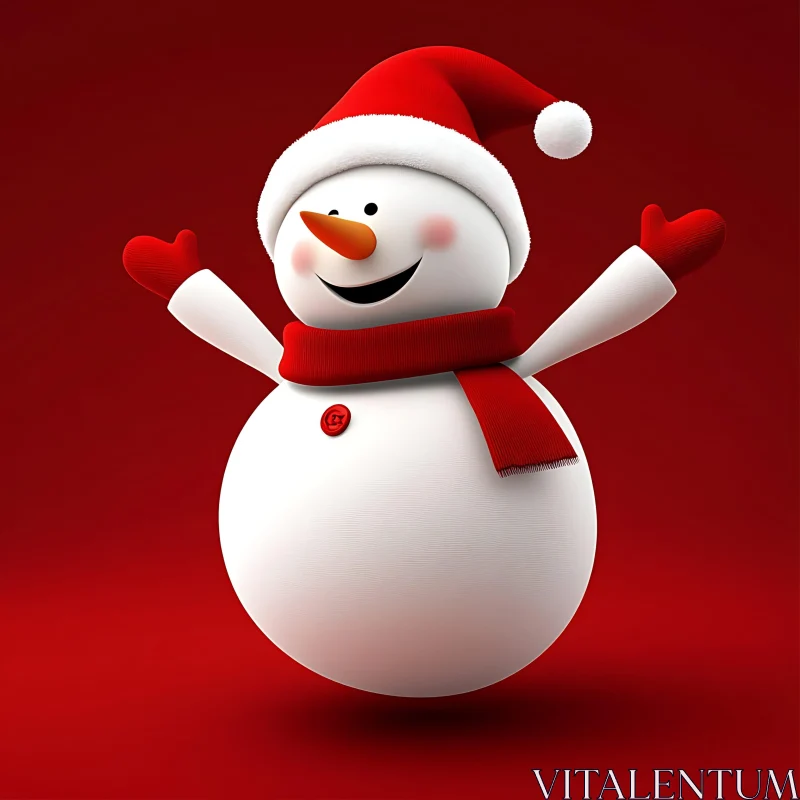 Festive Snowman with Red Accessories AI Image