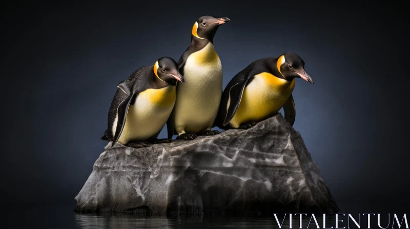 Three Penguins on Ice - Wildlife Photography AI Image