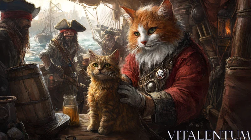 Feline Pirates Amidst Nautical Setting