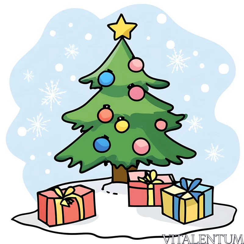 Festive Christmas Tree with Colorful Ornaments and Presents