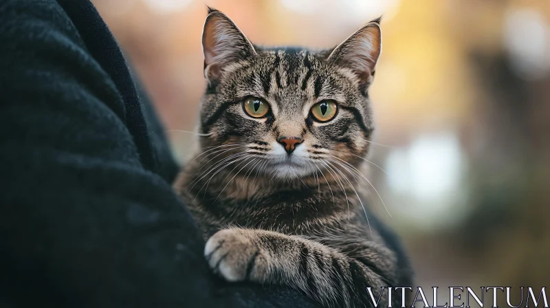Calm Domestic Cat in Autumnal Setting