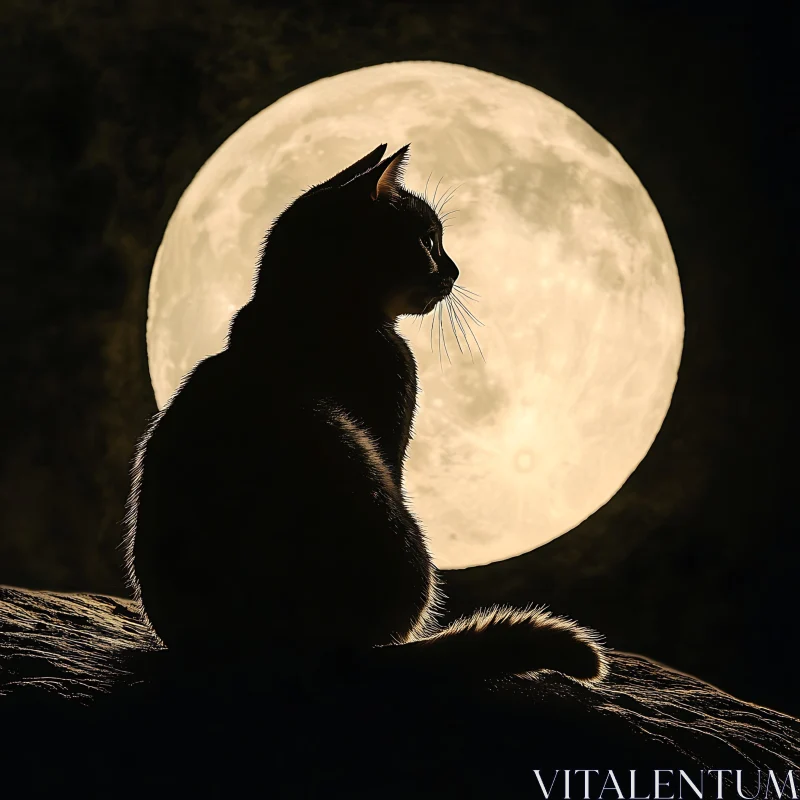 Moonlit Silhouette of a Cat