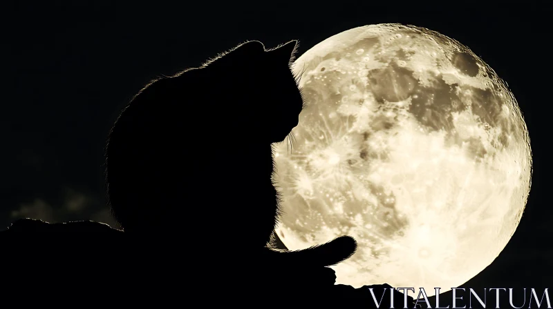 Mystical Cat Silhouette and Moon