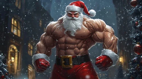 Powerful Santa in Festive Winter Setting