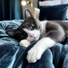 Content Cat Lounging Comfortably