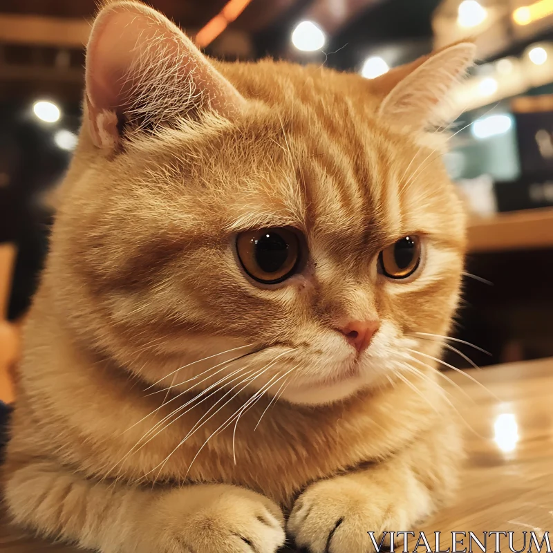 Ginger Cat with Large Amber Eyes