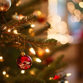 Christmas Tree Bauble and Lights in Warm Ambiance