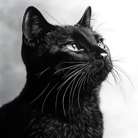 Detailed Black Cat Close-Up