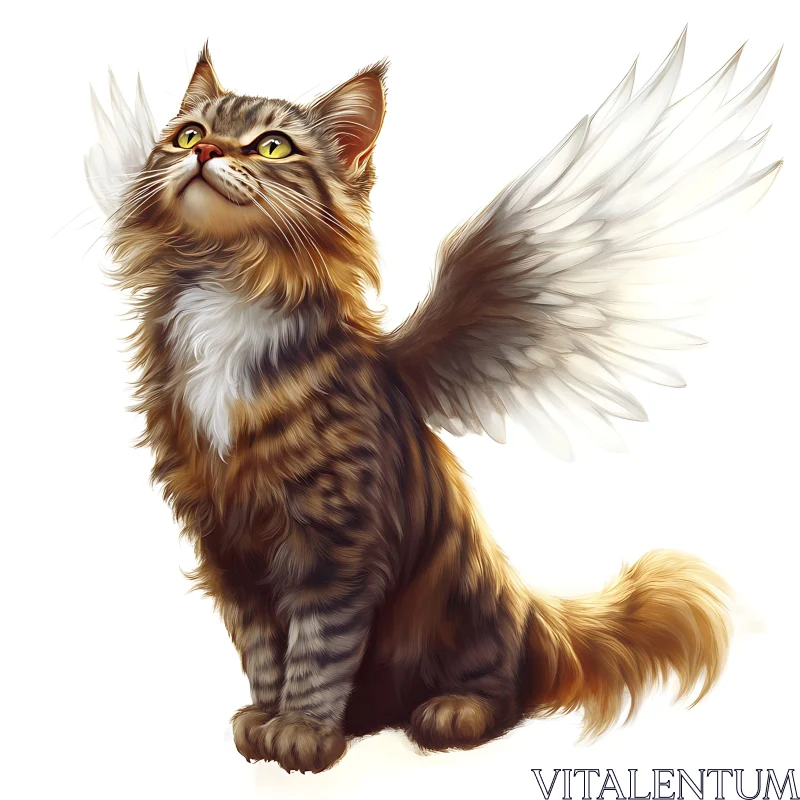 Whimsical Tabby Cat with Wings