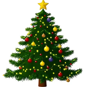 Colorful Christmas Tree Decoration with Star Top