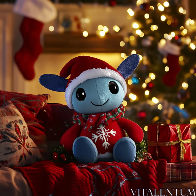 Adorable Holiday Plush Toy with Christmas Decorations