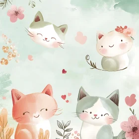 Cute Cats Watercolor Art