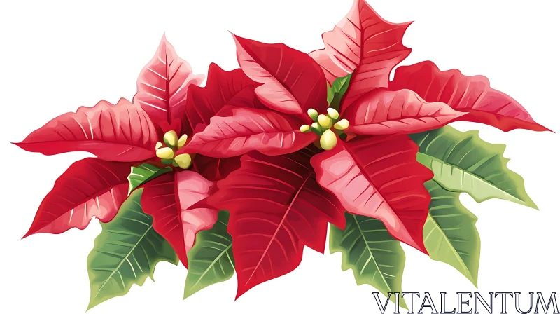 Festive Poinsettia Arrangement AI Image