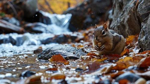 Close-up of Chipmunk in Stream | Nature Photography
