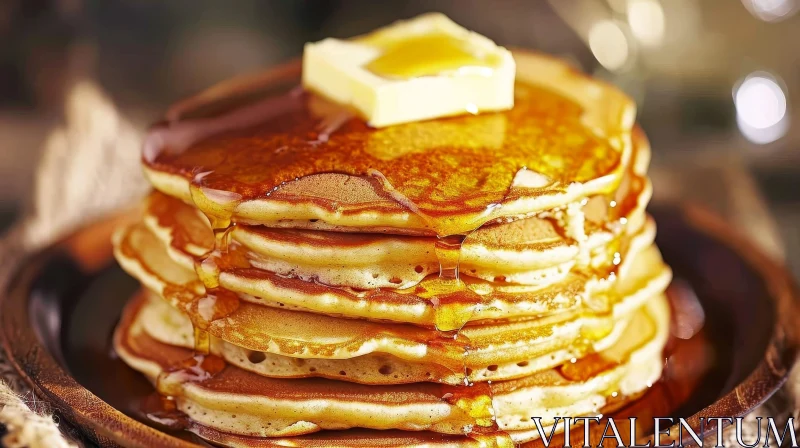AI ART Delicious Stack of Pancakes with Butter and Syrup | Food Photography