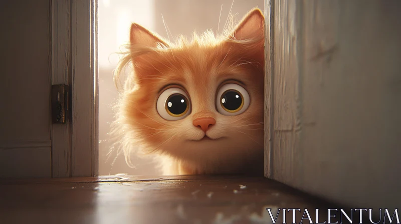 Cute Orange Kitten in Sunlight