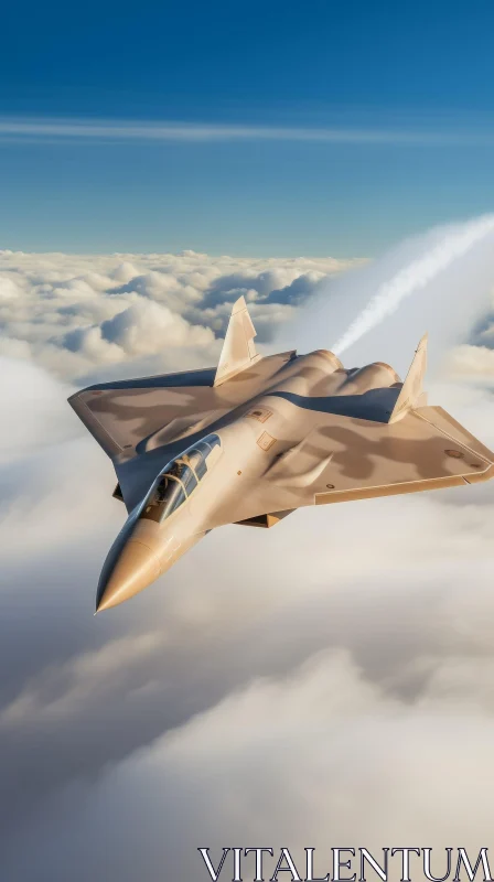 Sleek Modern Fighter Jet in Flight AI Image