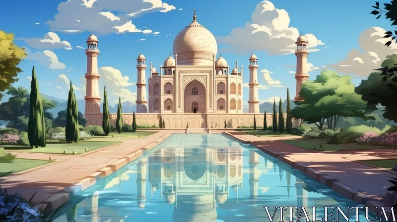 Taj Mahal: Iconic White Marble Mausoleum in Agra, India AI Image