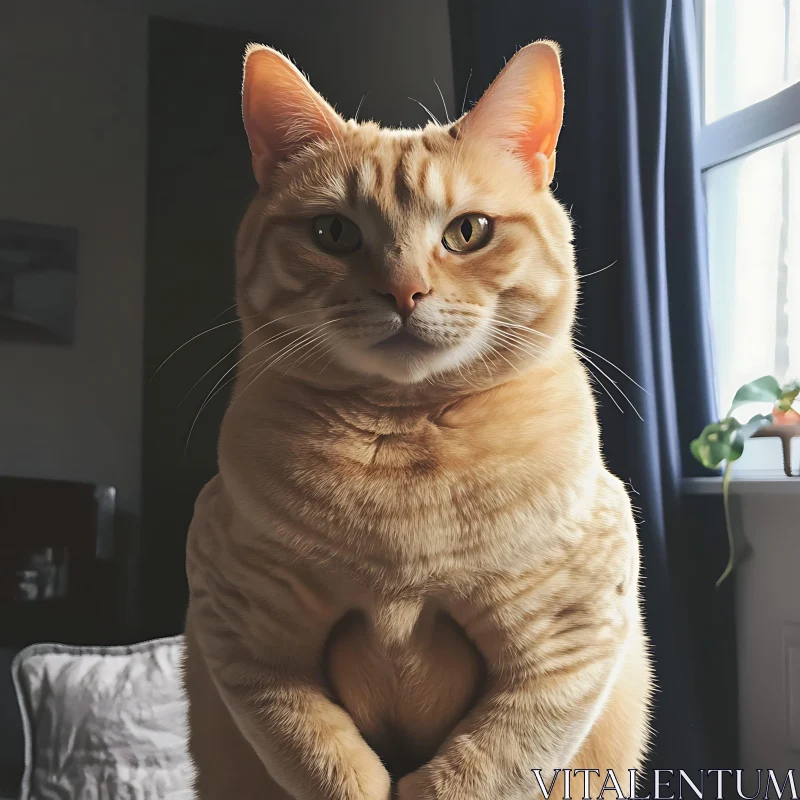 Orange Tabby Cat Indoor Portrait AI Image