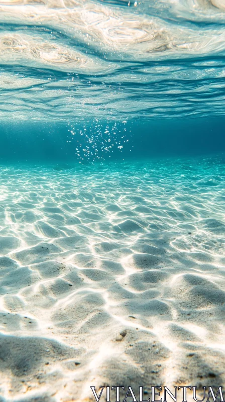 Serene Underwater Ocean with Sunlit Sand and Ripples AI Image