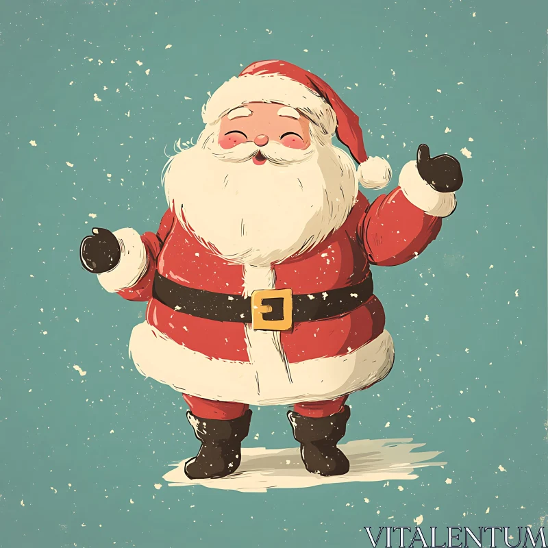 Cheerful Santa in the Snow AI Image