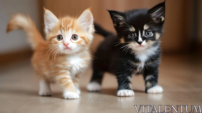 Cute Orange and Black Kittens Indoors AI Image