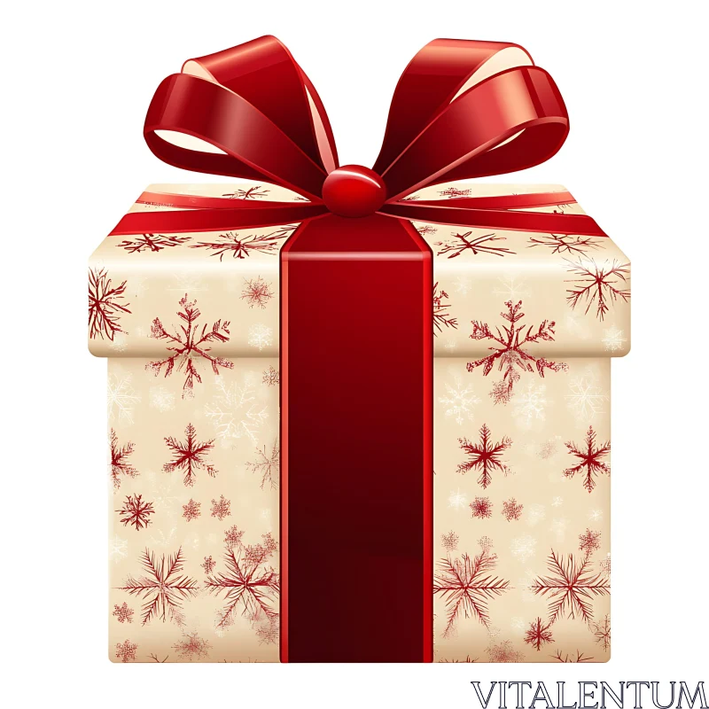 Festive Holiday Gift Box with Red Ribbon AI Image