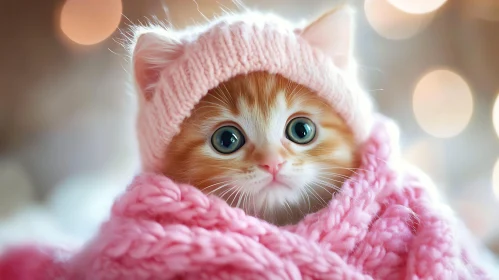 Cute Kitten in Cozy Winter Attire