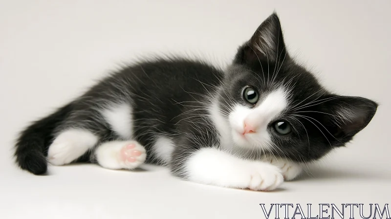 AI ART Charming Black and White Kitten