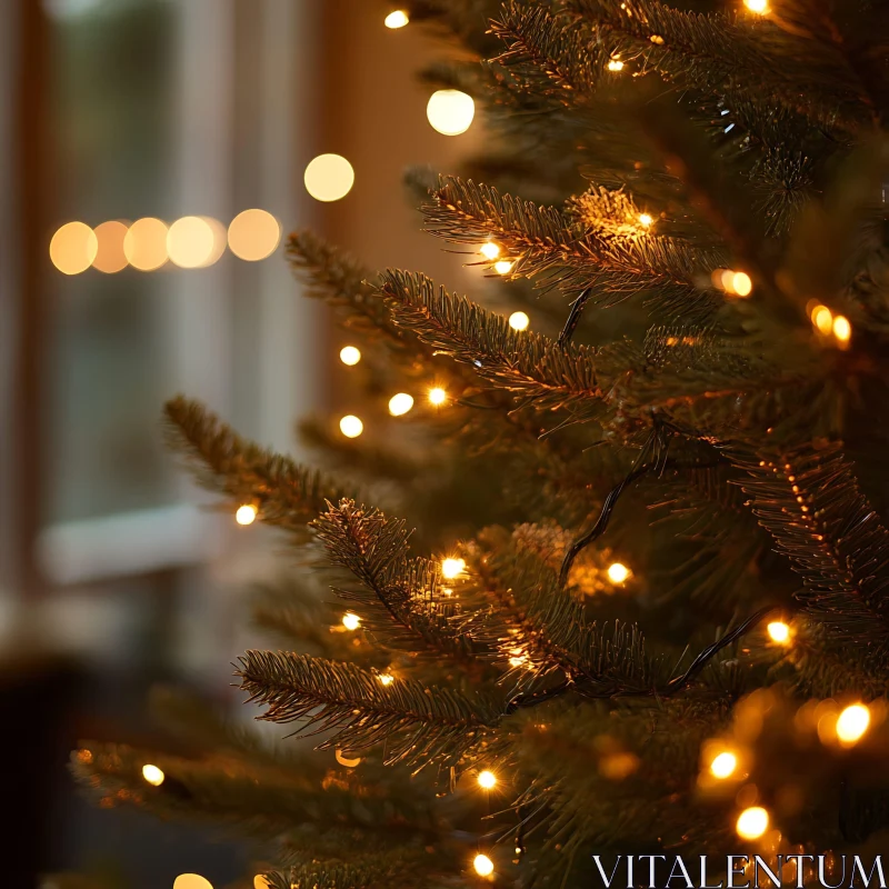 Cozy Festive Christmas Tree with Twinkling Lights AI Image