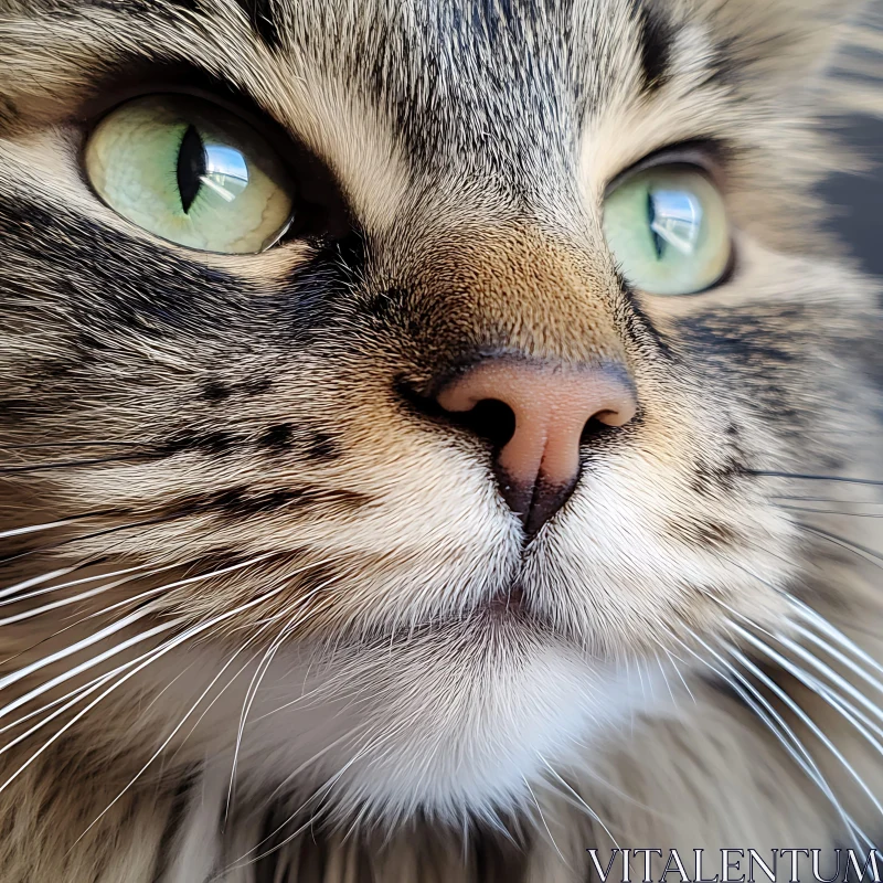 Detailed Cat Face Close-Up AI Image