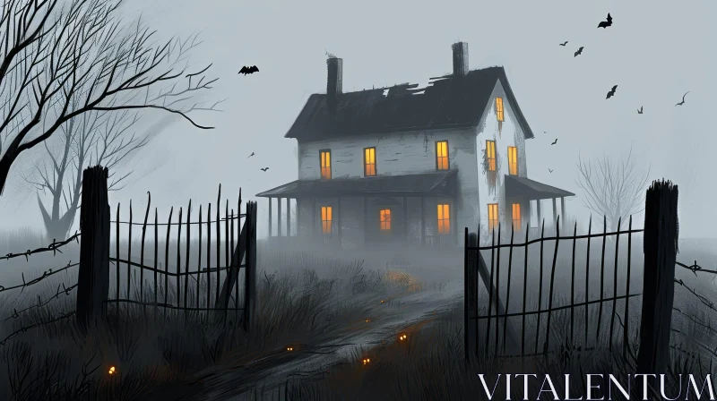 AI ART Eerie Haunted House Digital Painting | Mystery Art