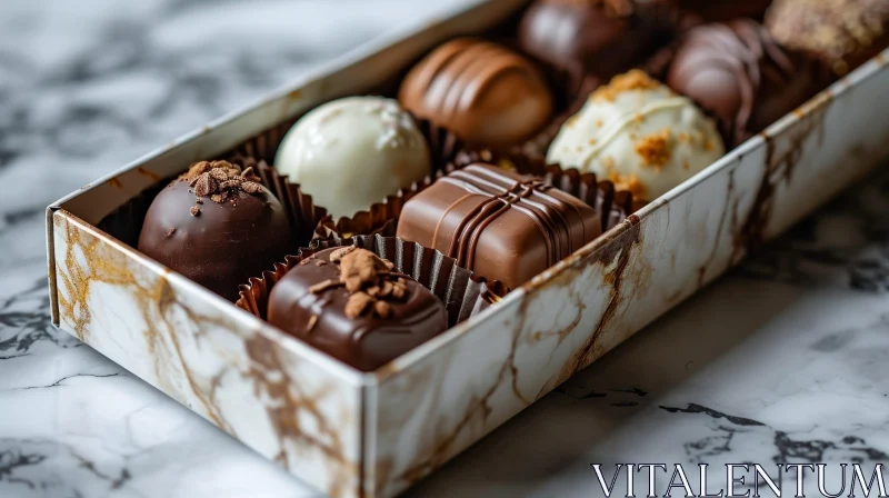 Exquisite White Marble Box of Chocolates | Delicious Treats AI Image