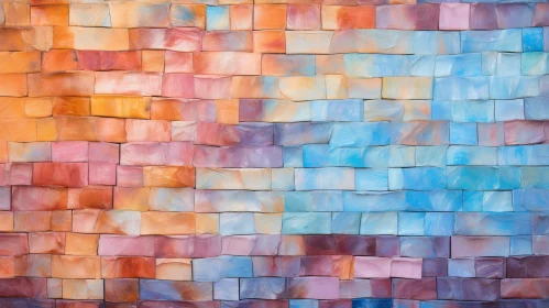 Unique Brick Wall Art: Blue and Orange Bricks Composition