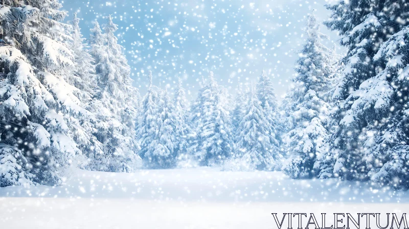 AI ART Peaceful Snow-Covered Forest Scene