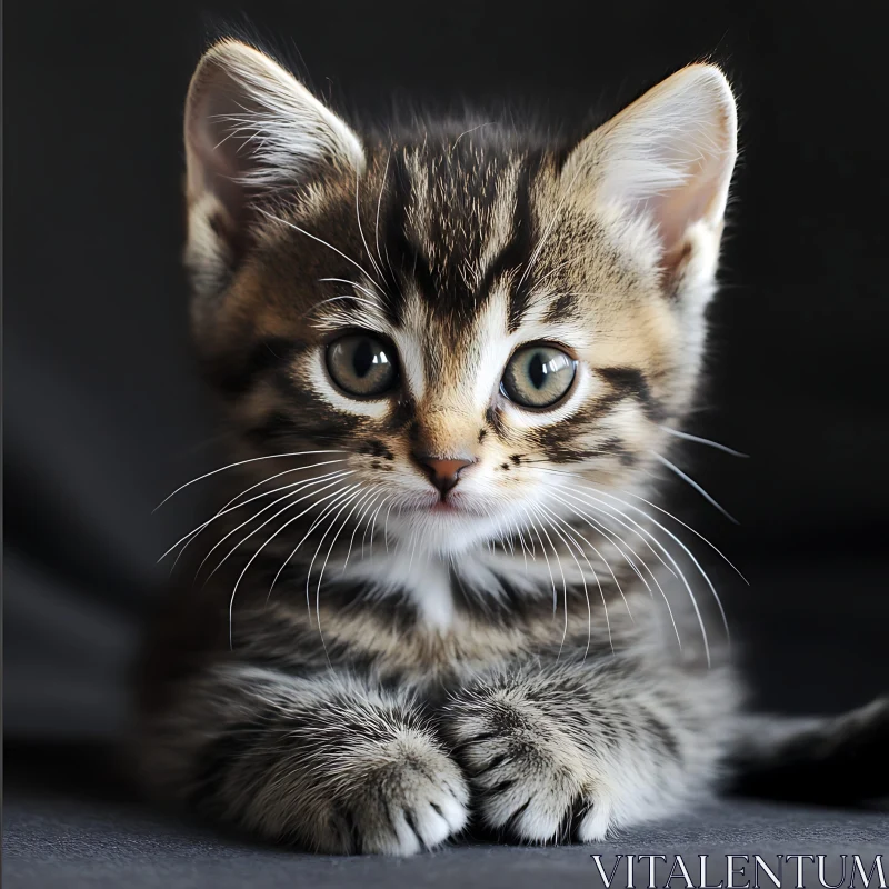 Cute Kitten with Bright Eyes and Detailed Fur AI Image