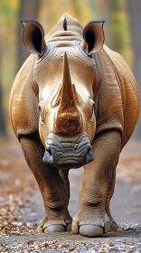 Powerful Rhinoceros on Forest Path