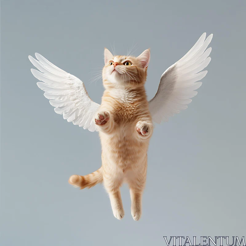 Floating Cat with Wings AI Image