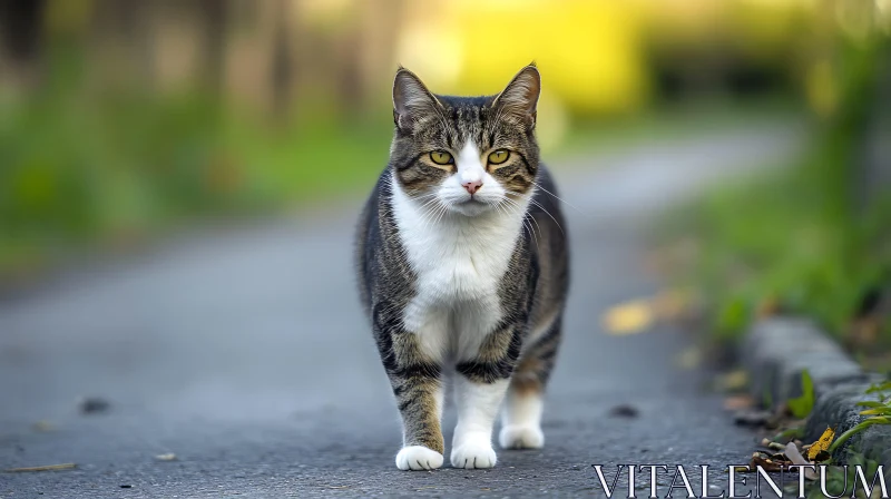 AI ART Confident Cat Strolling Outdoors