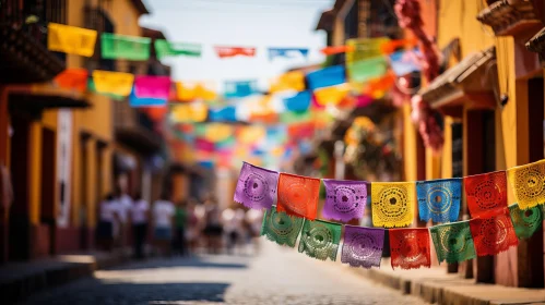 Captivating Mexican Culture Image - Colorful Flags in San Maya, Mexico
