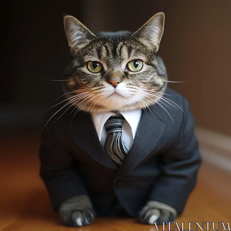 Business Cat in Formal Attire AI Image