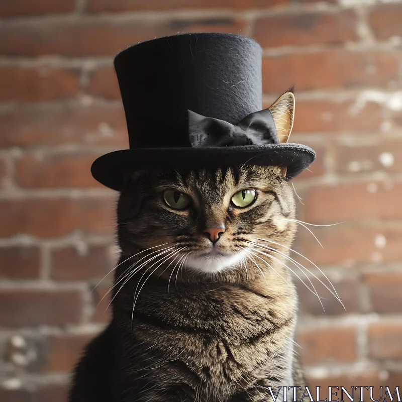 Fashionable Cat with Top Hat AI Image