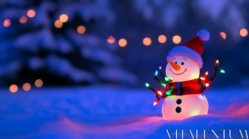 AI ART Enchanting Winter Snowman with Christmas Decorations