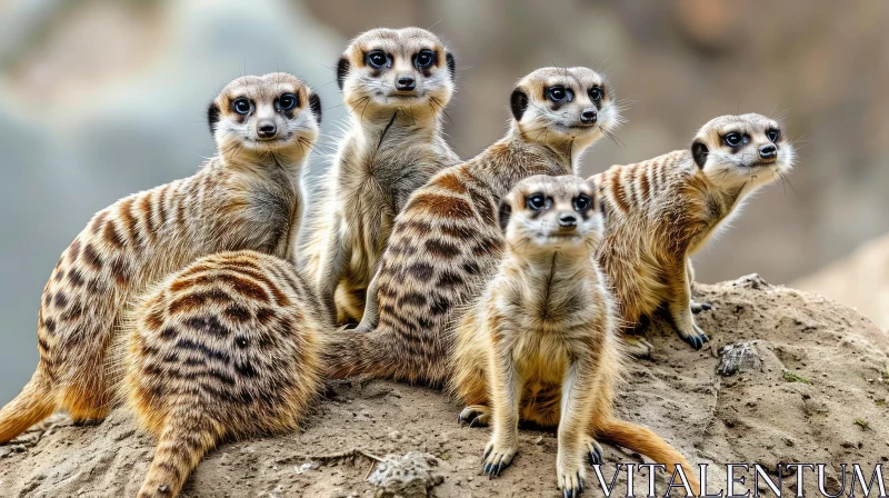 Group of Meerkats Standing on a Rock AI Image