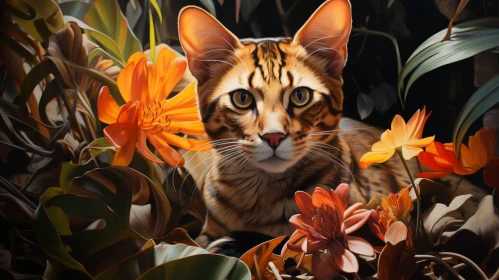Majestic Bengal Cat in Vibrant Garden