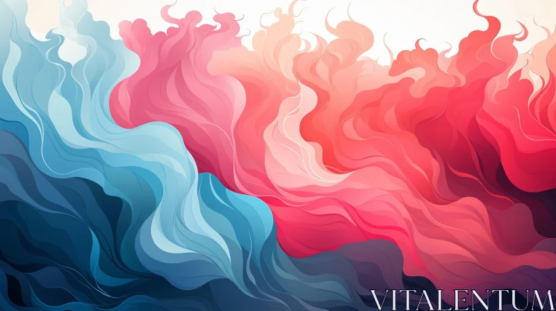 AI ART Mesmerizing Pink and Blue Waves - Abstract Art
