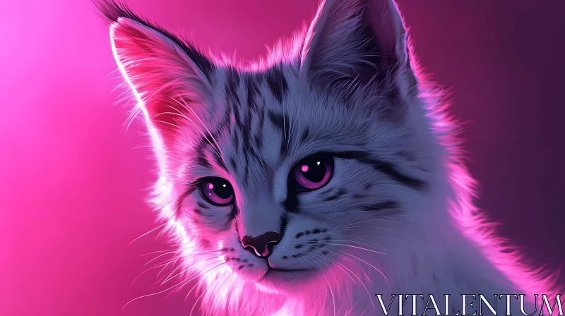 AI ART Vivid Cat Portrait with Neon Lighting