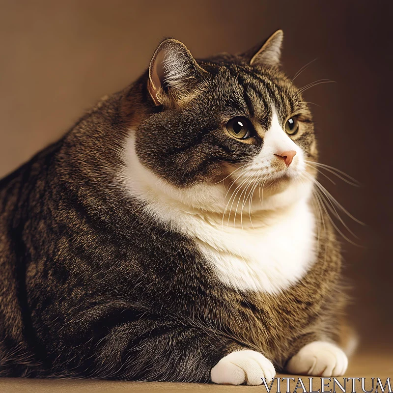 Calm Tabby Cat with White Fur AI Image