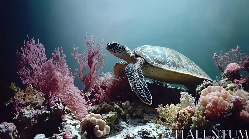 Graceful Sea Turtle in Coral Reef AI Image